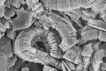 Кристаллы каолинита под электронным микроскопом